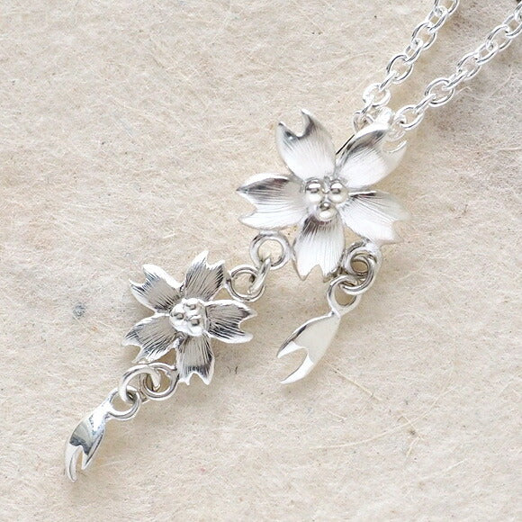 エス 桜ネックレス 桜二つタイプ シルバー [S-TS-02]