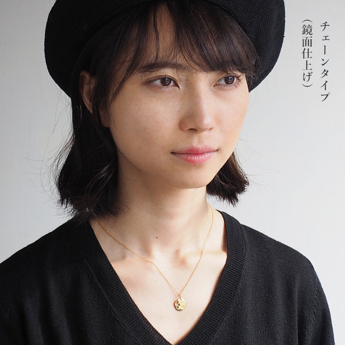 S Sakura Coin Necklace Reversible 18K Yellow Gold Ladies [S-Tsc-18y] 