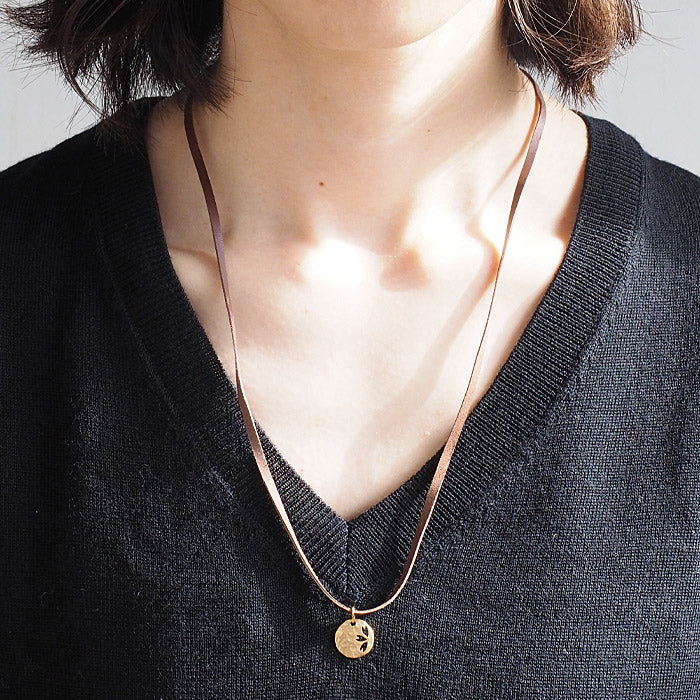 S Sakura Coin Necklace Reversible 18K Yellow Gold Ladies [S-Tsc-18y] 