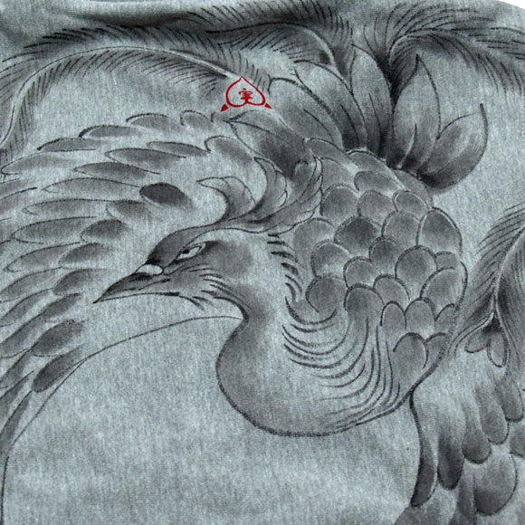 SEED female artist Fumiko Sugita Japanese pattern hand-painted hoodie gray phoenix [SE-PA3B-BD001] 