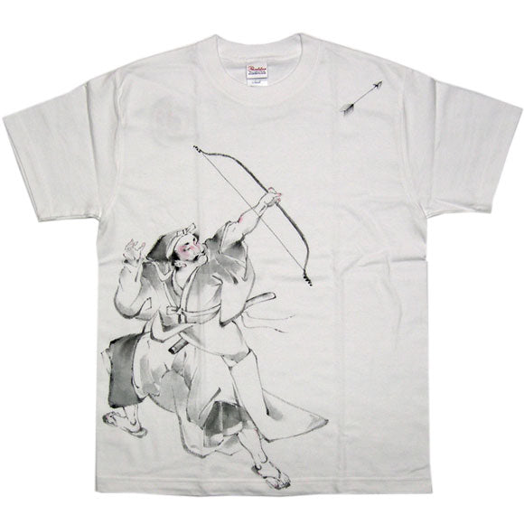 SEED Female Artist Fumiko Sugita Hand-painted Japanese Pattern T-shirt White Warrior and Bow Men's Women's [SE-TS3A-HU001] 