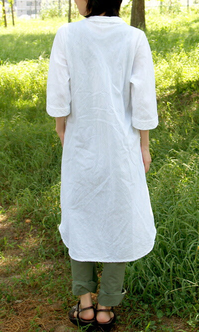 [All 27 colors] Gauze clothing studio garage (garage) double gauze shoelace dress 6/4 sleeve ladies [SK-03] 