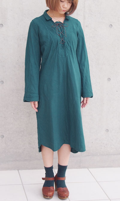 [All 27 colors] Gauze clothing studio garage (garage) double gauze shoelace dress long sleeve ladies [SK-03-LS] 