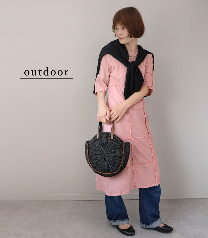 【全32色】 ガーゼ服 工房 garage (ガラージ) ダブルガーゼ ルームワンピース 5分袖 [SK-22-5S]