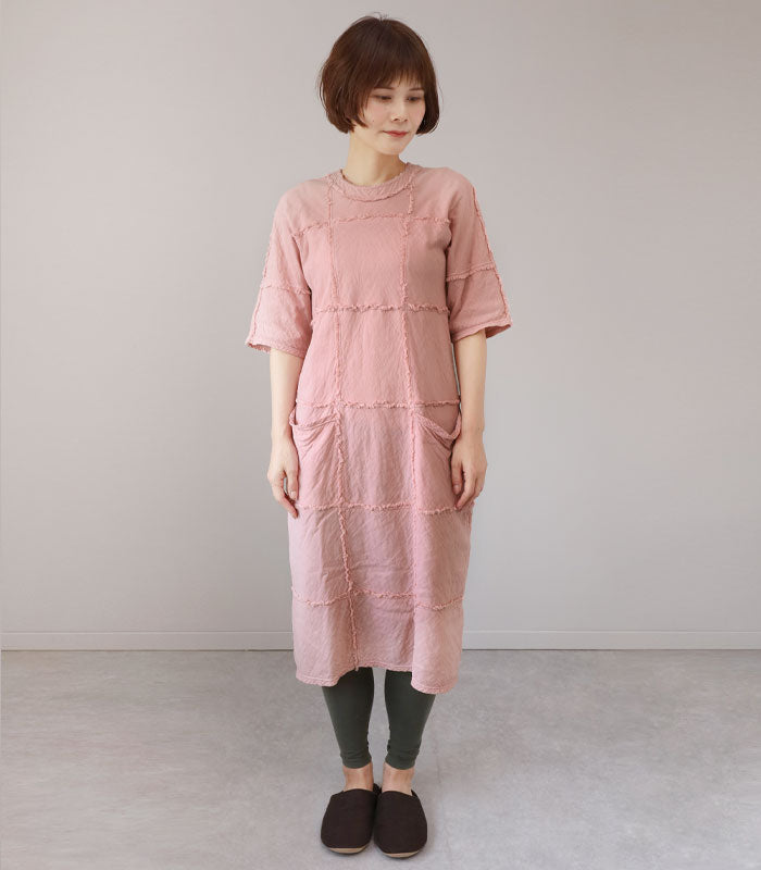 【全32色】 ガーゼ服 工房 garage (ガラージ) ダブルガーゼ ルームワンピース 5分袖 [SK-22-5S]