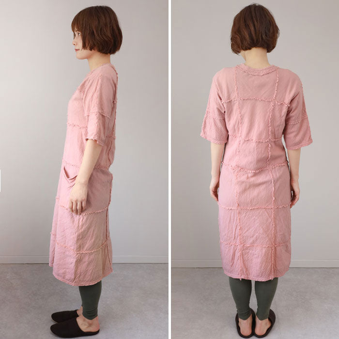 【全32色】 ガーゼ服 工房 garage (ガラージ) ダブルガーゼ ルームワンピース 5分袖 [SK-22-5S]