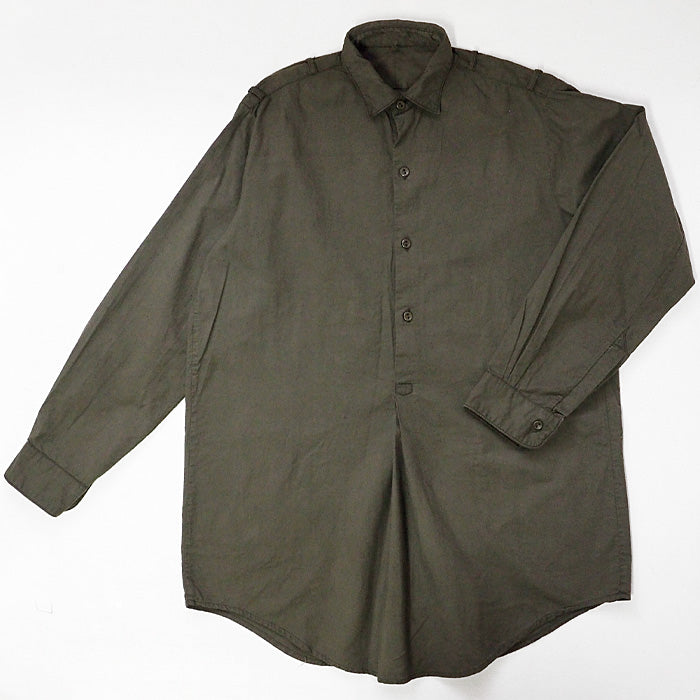 SOMETARY Czech Army 1960's Pullover Grandpa Shirt Long Sleeve Yangmei Dyed Sea Pine Color Women's [SO-GRSH01-MIRU] 