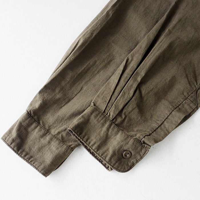 SOMETARY Czech Army 1960's Pullover Grandpa Shirt Long Sleeve Yangmei Dyed Sea Pine Color Women's [SO-GRSH01-MIRU] 