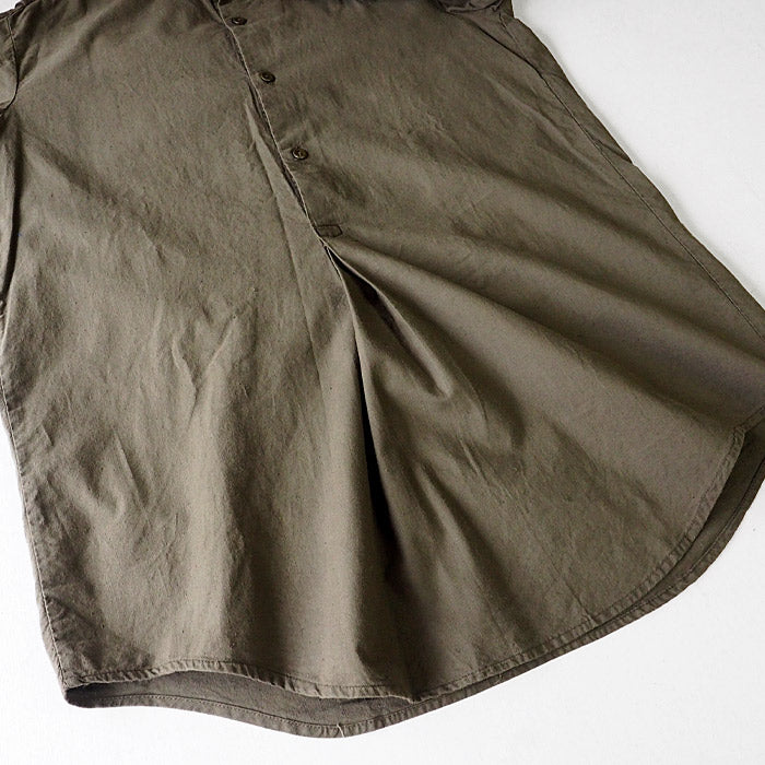 SOMETARY Czech Army 1960's Pullover Grandpa Shirt Long Sleeve Yangmei Dyed Sea Pine Color Women's [SO-GRSH01-MIRU] 