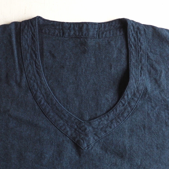 SOMETARY French Army Linen Wool Vest Indigo Dyed Red Iron Navy Ladies [SO-LWVE01] 