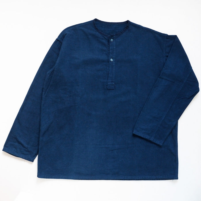 SOMETARY Russian Army Henley Neck Sleeping Shirt Long Sleeve Indigo Dyed Green Men's Women's Unisex [SO-SPSH01-HANA] 