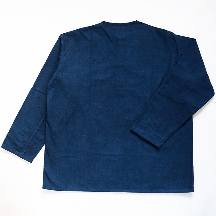 SOMETARY Russian Army Henley Neck Sleeping Shirt Long Sleeve Indigo Dyed Green Men's Women's Unisex [SO-SPSH01-HANA] 