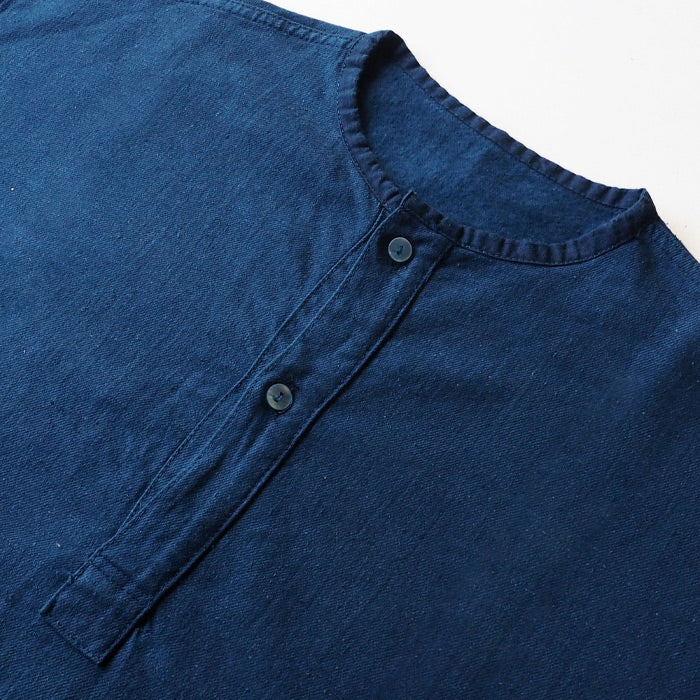 SOMETARY Russian Army Henley Neck Sleeping Shirt Long Sleeve Indigo Dyed Green Men's Women's Unisex [SO-SPSH01-HANA] 