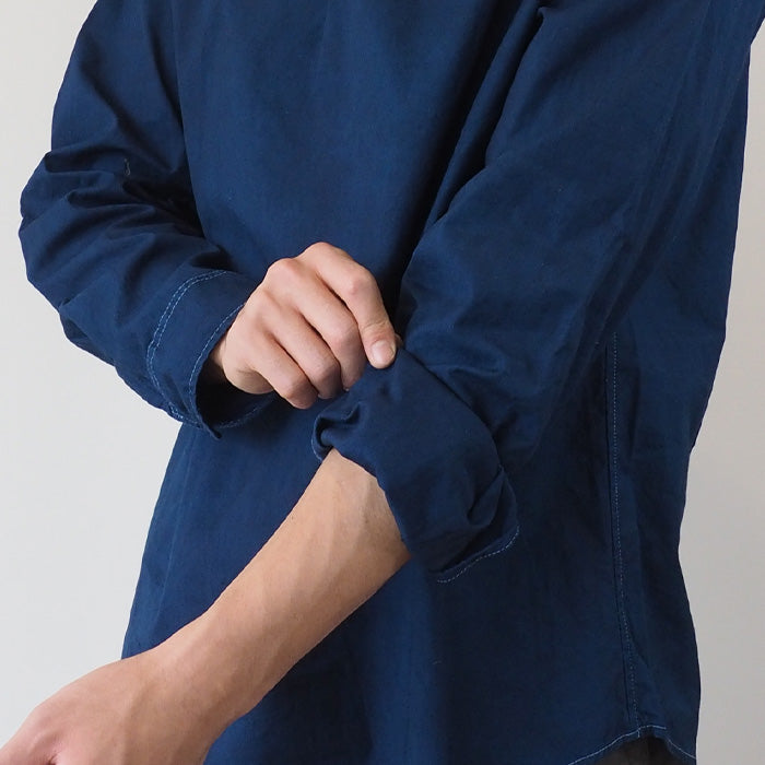 SOMETARY (ソメタリ) ルーマニア軍 スリーピングシャツ 長袖 藍染め 縹色 メンズ レディース 男女兼用 [SO-SPSH02-HANA]