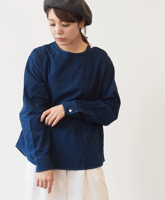 SOMETARY Romanian Army Sleeping Shirt, Long Sleeve, Indigo Dyed, Green Color, Men's, Women's, Unisex [SO-SPSH02-HANA] 