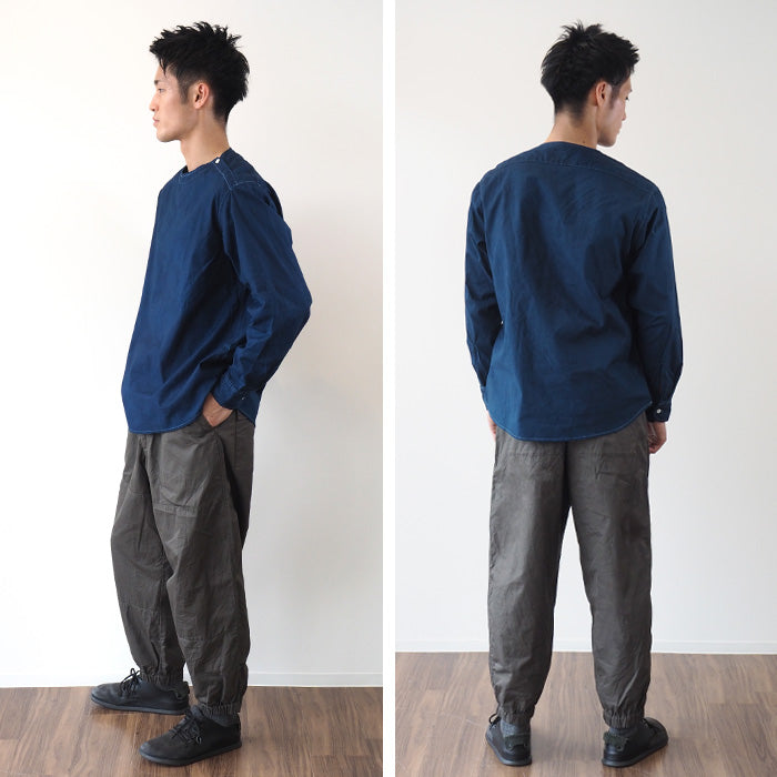 SOMETARY Romanian Army Sleeping Shirt, Long Sleeve, Indigo Dyed, Green Color, Men's, Women's, Unisex [SO-SPSH02-HANA] 