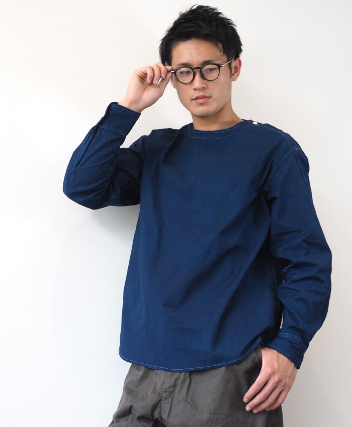 SOMETARY Romanian Army Sleeping Shirt, Long Sleeve, Indigo Dyed, Green Color, Men's, Women's, Unisex [SO-SPSH02-HANA] 