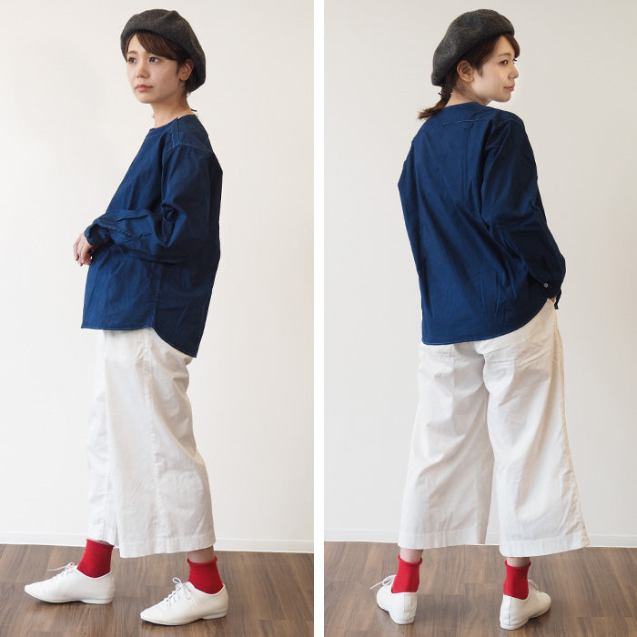 SOMETARY Romanian Army Sleeping Shirt, Long Sleeve, Indigo Dyed, Green Color, Men's, Women's, Unisex [SO-SPSH02-HANA] 