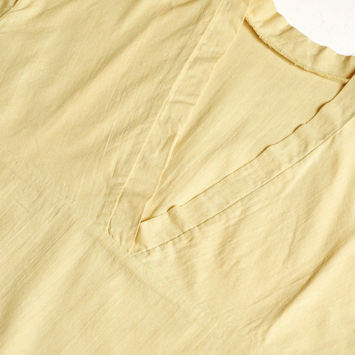 SOMETARY Yoke Switching V-Neck Sleeping Shirt Long Sleeve Women's Yellow Pink Brown [SO-SPSH03] 