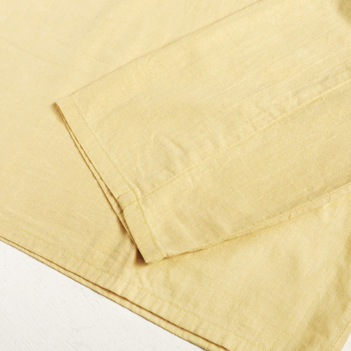 SOMETARY Yoke Switching V-Neck Sleeping Shirt Long Sleeve Women's Yellow Pink Brown [SO-SPSH03] 