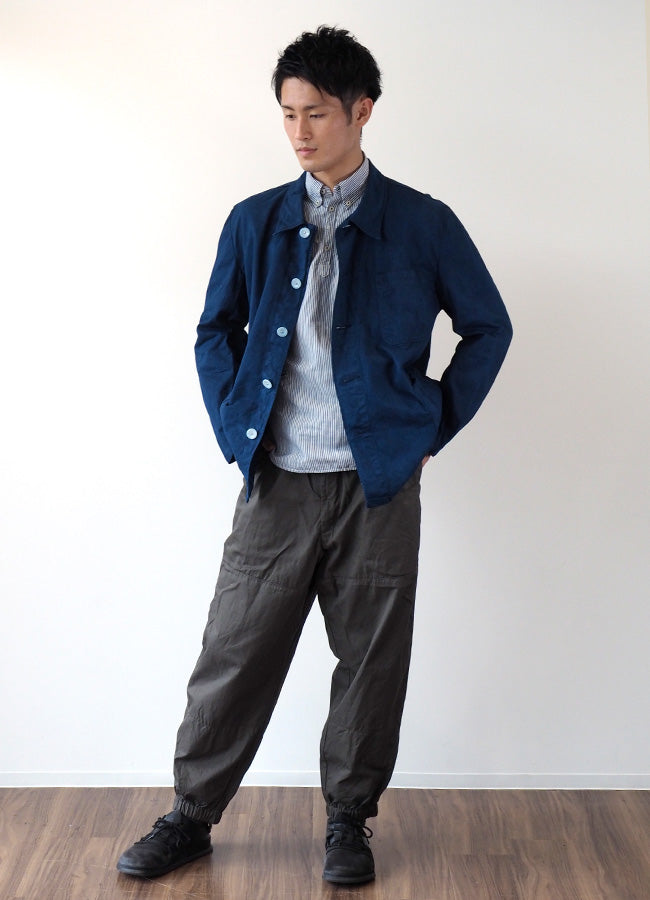 SOMETARY Indigo Dyed German Army Work Jacket Red Color Men's Women's Unisex [SO-WJK01-HANA] 