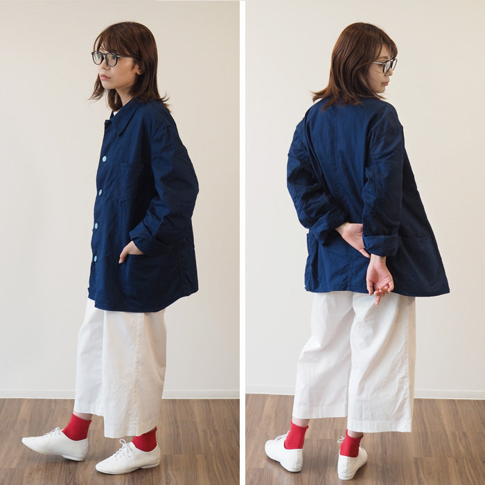 SOMETARY Indigo Dyed German Army Work Jacket Red Color Men's Women's Unisex [SO-WJK01-HANA] 