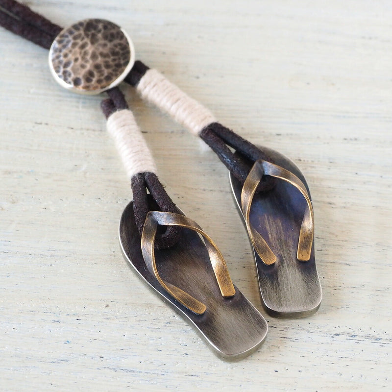 small right Handmade Accessories Sandals Loop Tie Necklace Brass [SR-LT-01] 