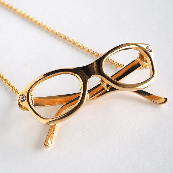 small right（スモールライト） メガネ ウェリントンフレーム ネックレス 真鍮 18Kメッキ [SR-NL-08]