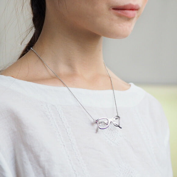 small right（スモールライト） メガネ ウェリントンフレーム ネックレス 真鍮 ロジウムメッキ [SR-NL-09]