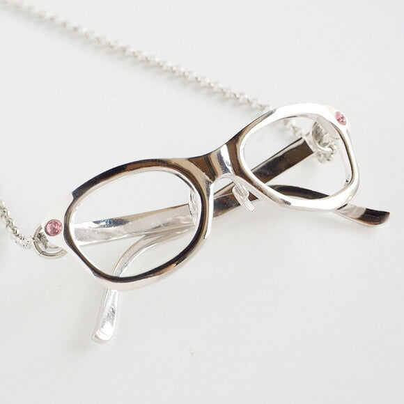 small right（スモールライト） メガネ ウェリントンフレーム ネックレス 真鍮 ロジウムメッキ [SR-NL-09]