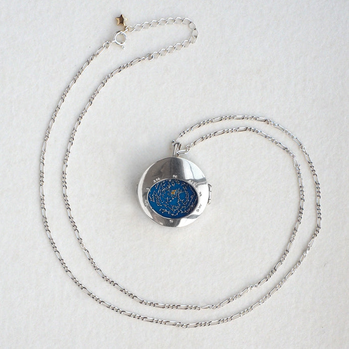 small right Locket Pendant Planisphere Necklace Silver [SR-NL-21] 