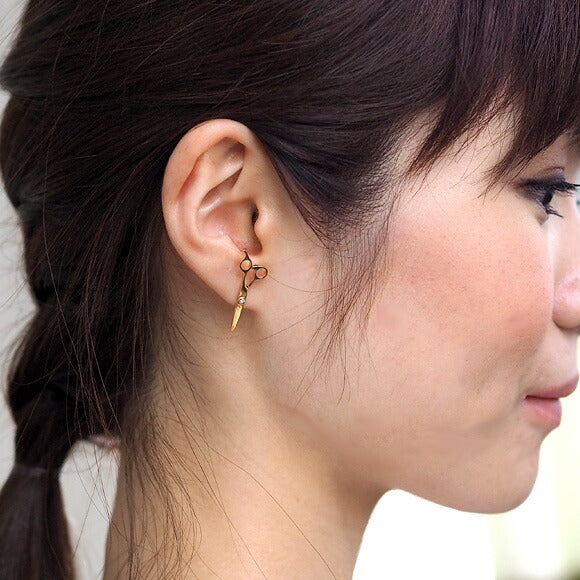 small right scissors earrings for hairdressers gold 18K plating one ear [SR-PC-01] 