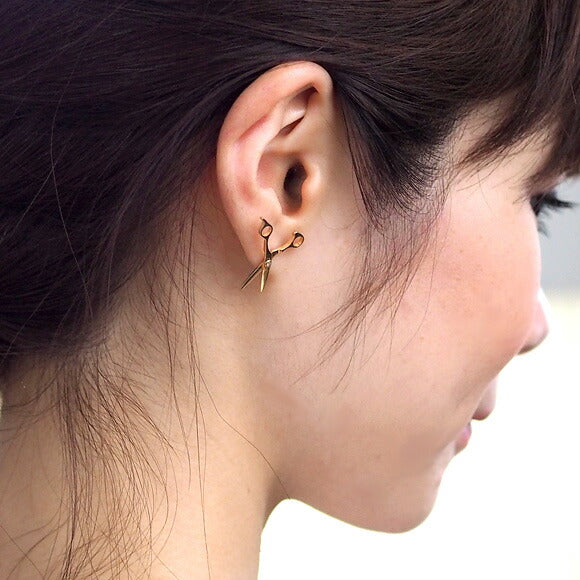small right scissors earrings for hairdressers gold 18K plating one ear [SR-PC-01] 