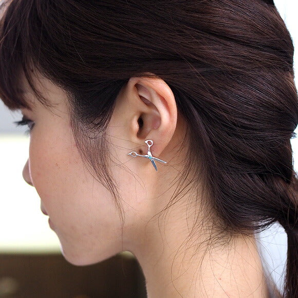 small right (small light) scissors earrings for hairdressers silver one ear [SR-PC-02] 