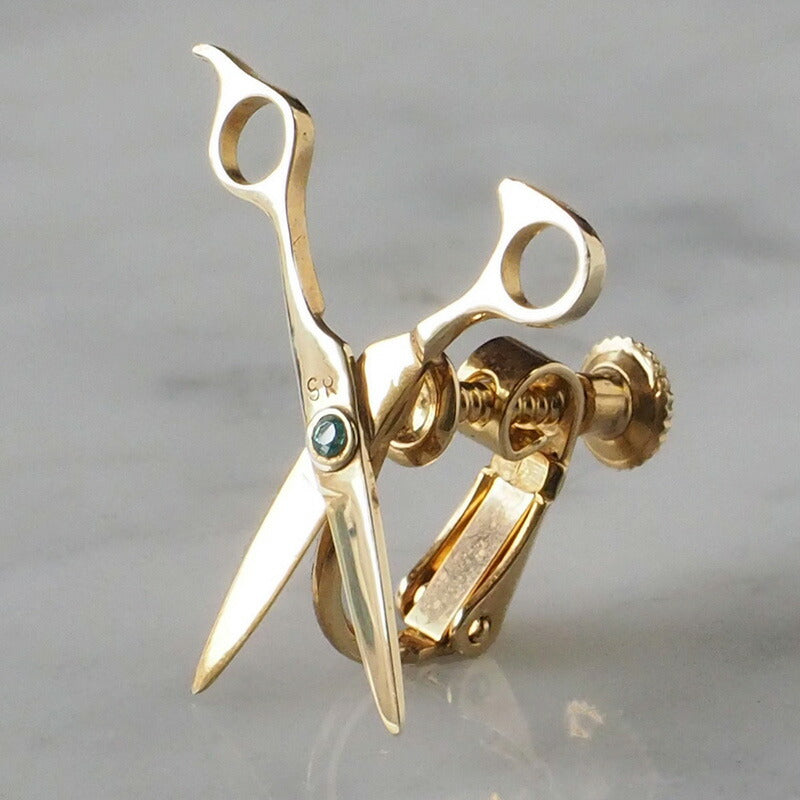 small right Scissors Earrings for Hairdressers Handmade Accessories Silver 18K Gold Plated One Ear [SR-PC-03] 