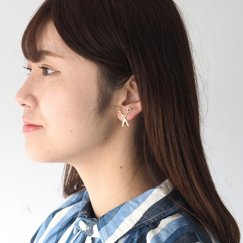 small right Scissors Earrings for Hairdressers Handmade Accessories Silver 18K Gold Plated One Ear [SR-PC-03] 