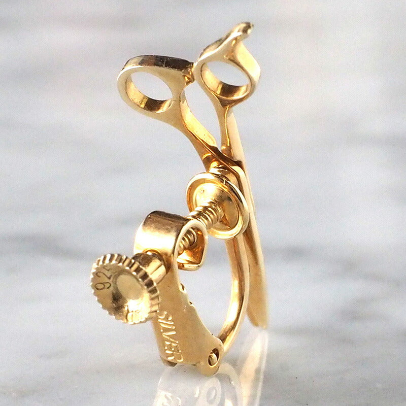 small right Scissors Earrings for Hairdressers Handmade Accessories Silver 18K Gold Plated One Ear [SR-PC-03] 