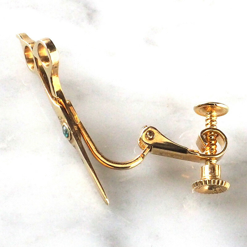 small right Scissors Earrings for Hairdressers Handmade Accessories Silver 18K Gold Plated One Ear [SR-PC-03] 