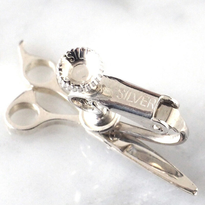 small right Scissors Earrings for Hairdressers Handmade Accessories Silver One Ear [SR-PC-04] 