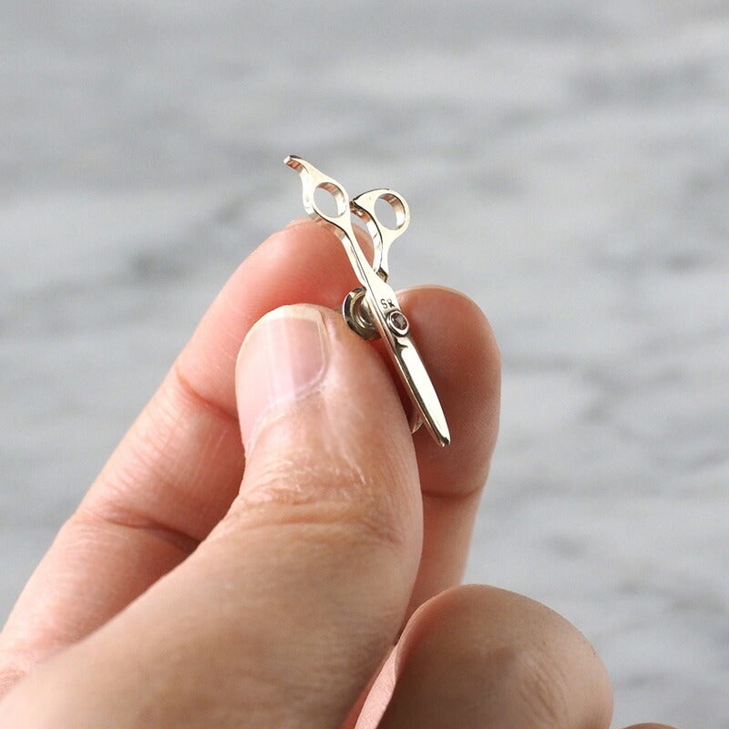 small right Scissors Earrings for Hairdressers Handmade Accessories Silver One Ear [SR-PC-04] 