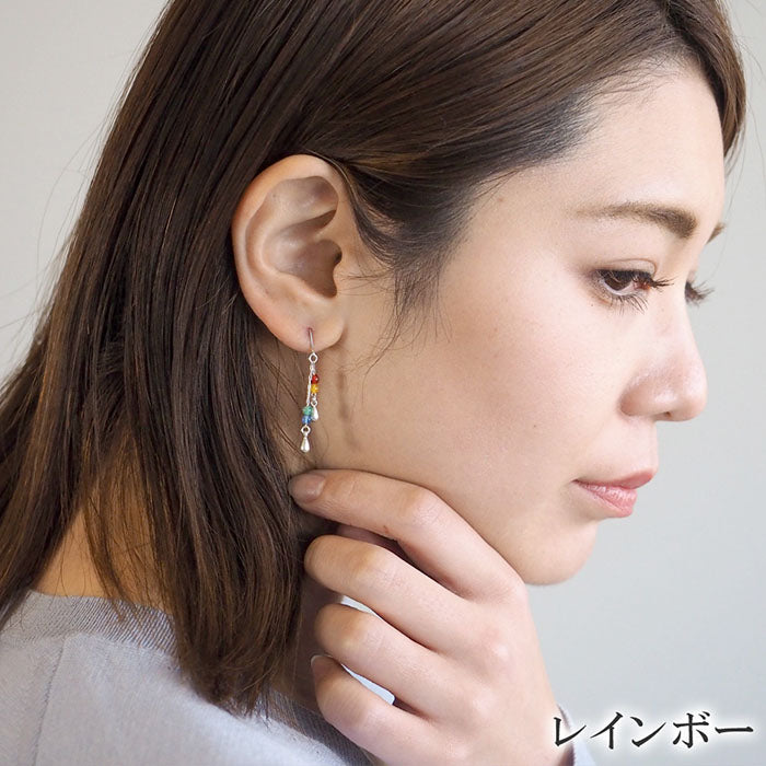 [3 colors] small right handmade accessories Umbrella and drop earrings Silver asymmetric 2 pieces [SR-PC-05] 