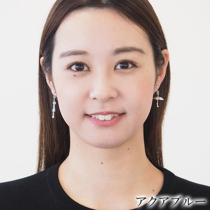 [3 colors] small right handmade accessories umbrella and drop earrings silver asymmetric 2 pieces [SR-PC-05-E] 