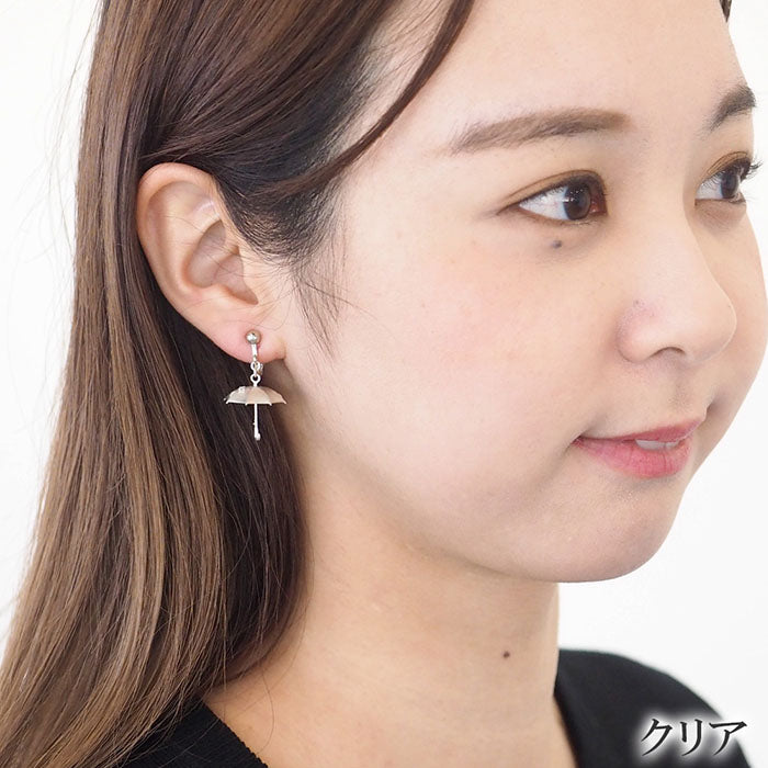 [3 colors] small right handmade accessories umbrella and drop earrings silver asymmetric 2 pieces [SR-PC-05-E] 