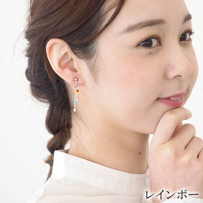 [3 colors] small right handmade accessories umbrella and drop earrings silver asymmetric 2 pieces [SR-PC-05-E] 