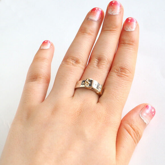small right belt ring cute silver 18K gold plated 5.3mm width mirror finish [SR-RG-04] 