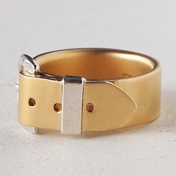 small right handmade accessory belt ring L size cute gold 18K plating 7.4mm width matte finish [SR-RG-05-MAT] 