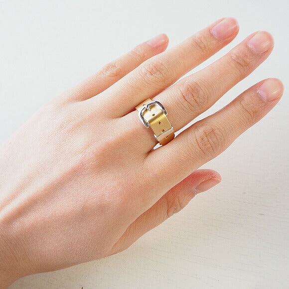 small right handmade accessory belt ring L size cute gold 18K plating 7.4mm width matte finish [SR-RG-05-MAT] 