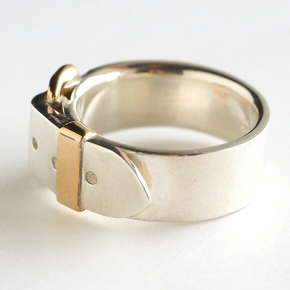 small right belt ring L size cute silver 18K gold plated 7.3mm width mirror finish [SR-RG-06] 