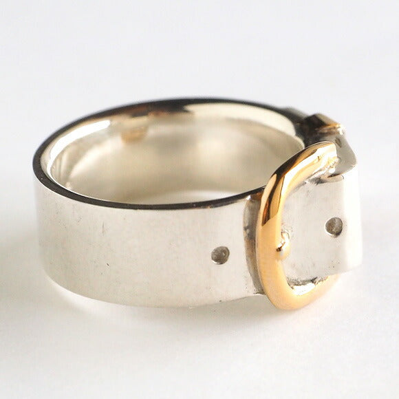 small right belt ring L size cute silver 18K gold plated 7.3mm width mirror finish [SR-RG-06] 