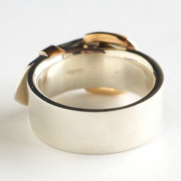 small right belt ring L size cute silver 18K gold plated 7.3mm width mirror finish [SR-RG-06] 